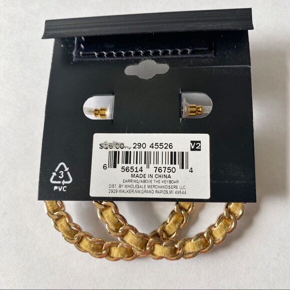 Ophelia Roe Leather Gold Hoop Earrings - Picture 5 of 5